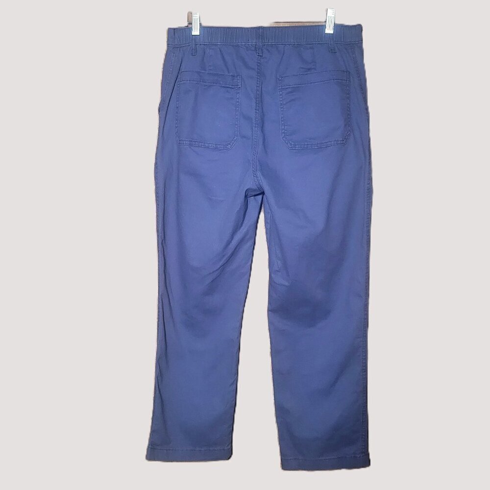 G.H. Bass & Co Women's Chino Cropped High Waist Pant Blue Elastic Back = Size 10 - Picture 3 of 10
